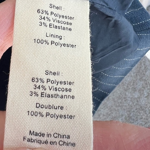 L'Agence Chamberlain Pinstripe Blazer Navy Ivory Herringbone Woven Women’s 8 - Picture 10 of 13